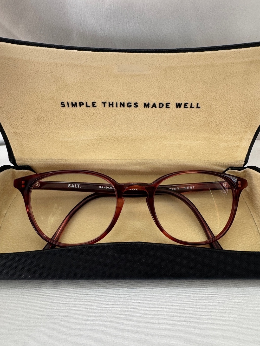 SALT OPTICS GLASSES | TIFFANY | W/CASE | 48-20-140 JAPAN | BURGUNDY TORTOISE